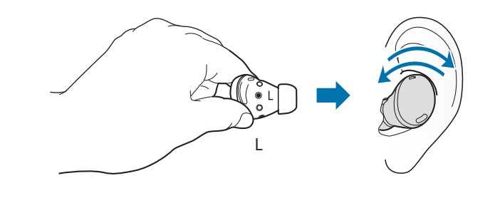 Galaxy Buds Pro User Manual - Wearing the earbuds