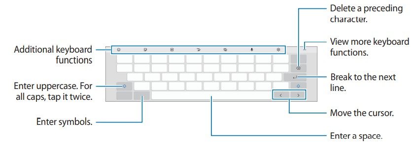 Galaxy Tab A8 (Wi-Fi) SM-X200 User Manual - Keyboard layout