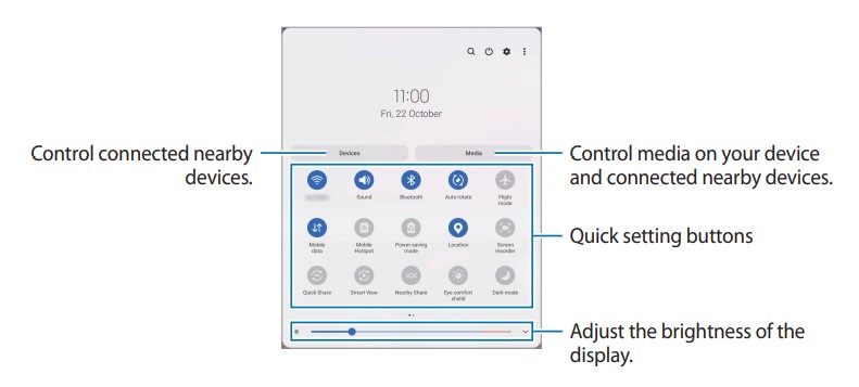 Galaxy Tab A8 (Wi-Fi) SM-X200 User Manual - Using quick setting buttons