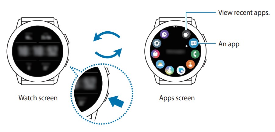 Galaxy Watch Active2 (Steel) SM-R820 User Manual - Switching the screen