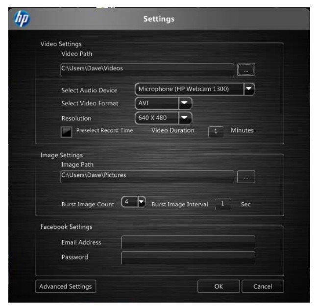 HP WEBCAM USER GUIDE - Setting