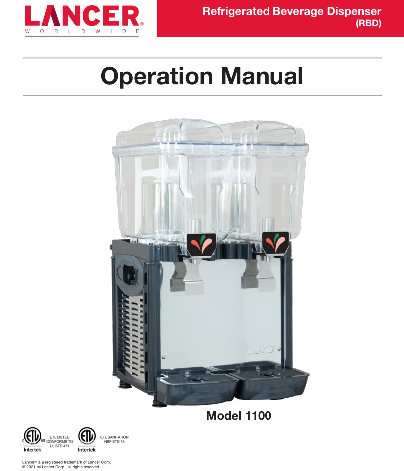 LANCER-1100-Refrigerated-Beverage-Dispenser-User-Manual