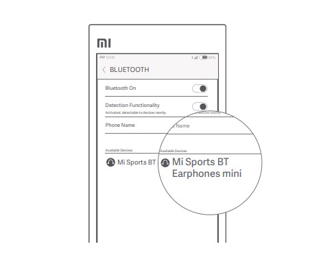 Mi Sports Bluetooth Earphones mini User Manual - Connect with Phone