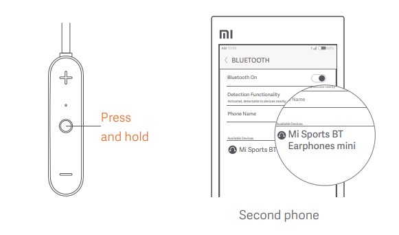 Mi Sports Bluetooth Earphones mini User Manual - Connect with two phone