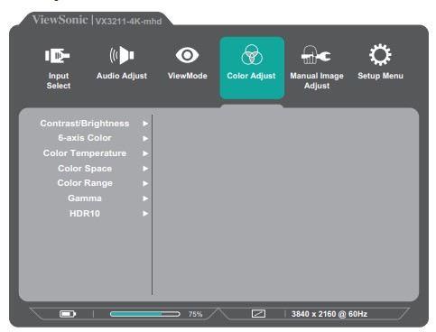 ViewSonic VX3211-4K-mhd LCD Monitor User Guide - Color Adjust Menu