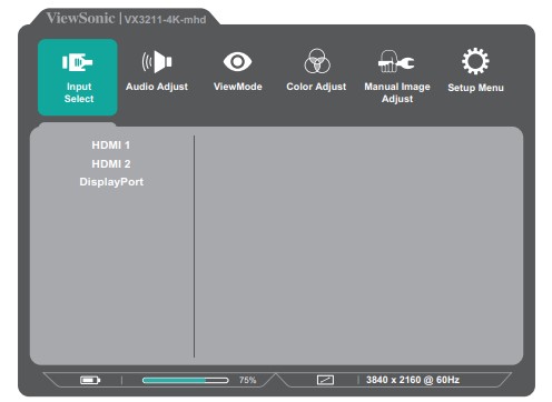 ViewSonic VX3211-4K-mhd LCD Monitor User Guide - Menu option