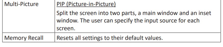 ViewSonic VX3211-4K-mhd LCD Monitor User Guide - Setup Menu Option 