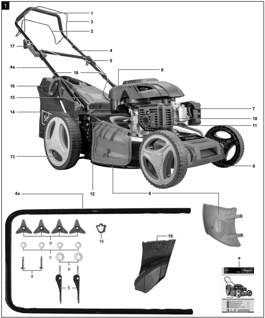scheppach MS173-51 Self Propelled Petrol Lawn Mower - Fig. 1