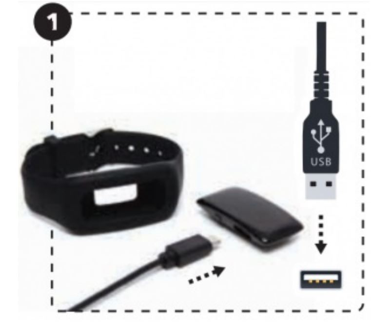 Actiiv Activity Tracker II User Manual [ACUBF013ACUBF014ACUBF015] - Remove the activity tracker from the wristband and connect to the micro USB cable