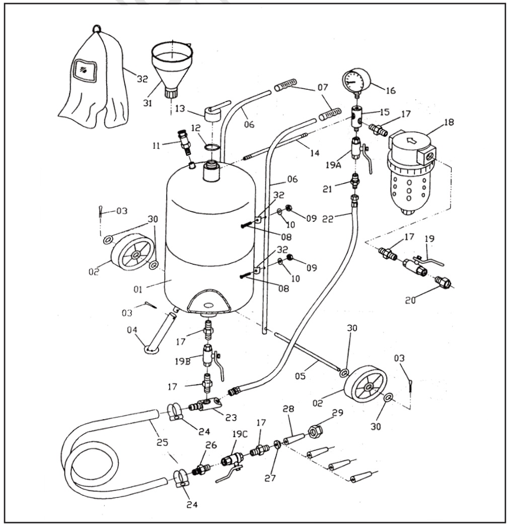 BORMANN BWR5131 Sand Blaster - NOZZLES A=9 64 B=1 8