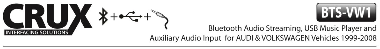 BTS-VW1 Bluetooth® Streaming for Select Volkswagen & Audi Vehicles User Manual - BTS-VW1 Bluetooth® Streaming for Select Volkswagen & Audi Vehicles