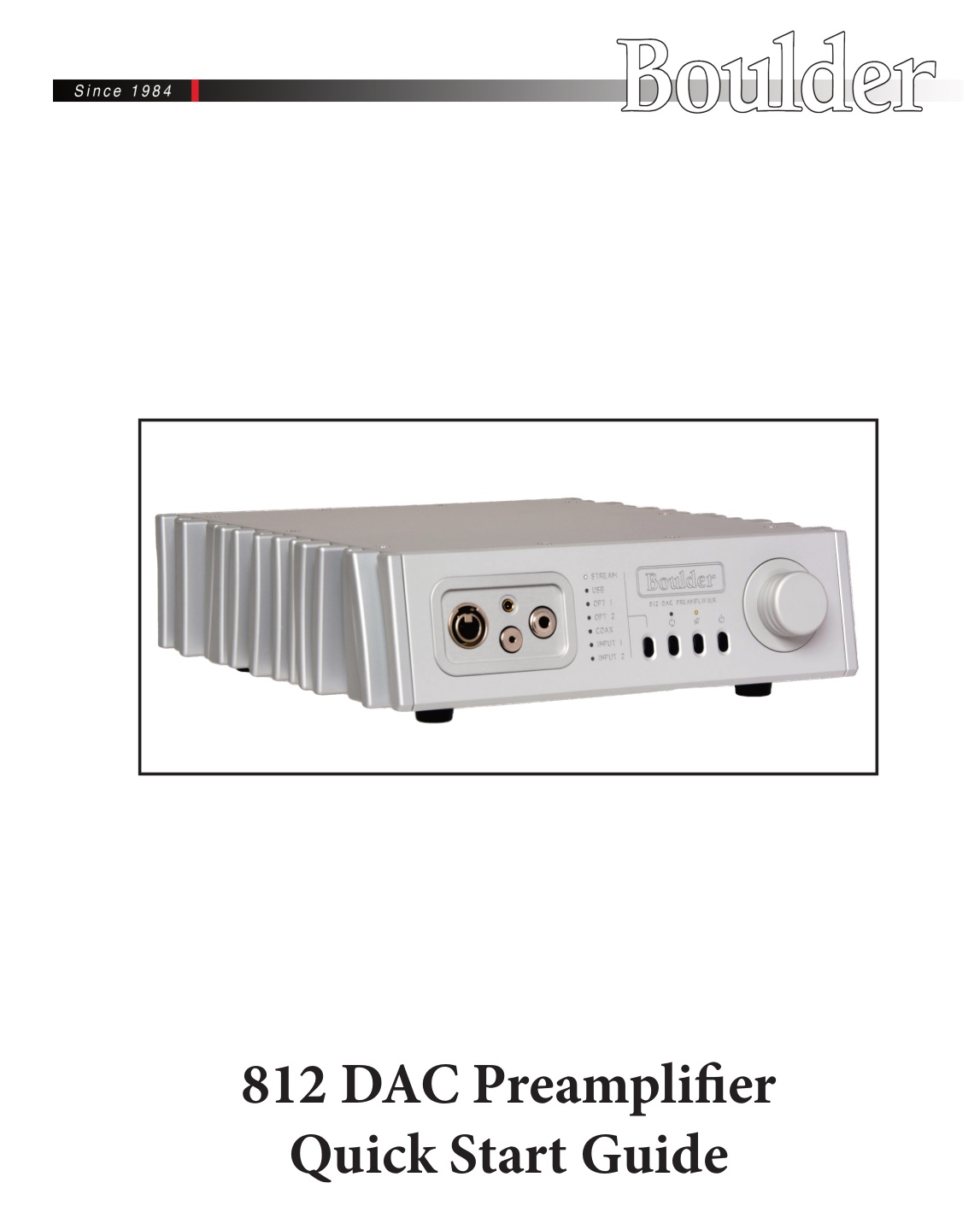 Boulder 812 DAC Preamplifier User Guide