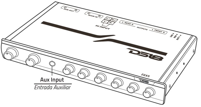 DS18 EQX5 5-Band Stereo Equalizer - REAR PANEL CONNECTIONS