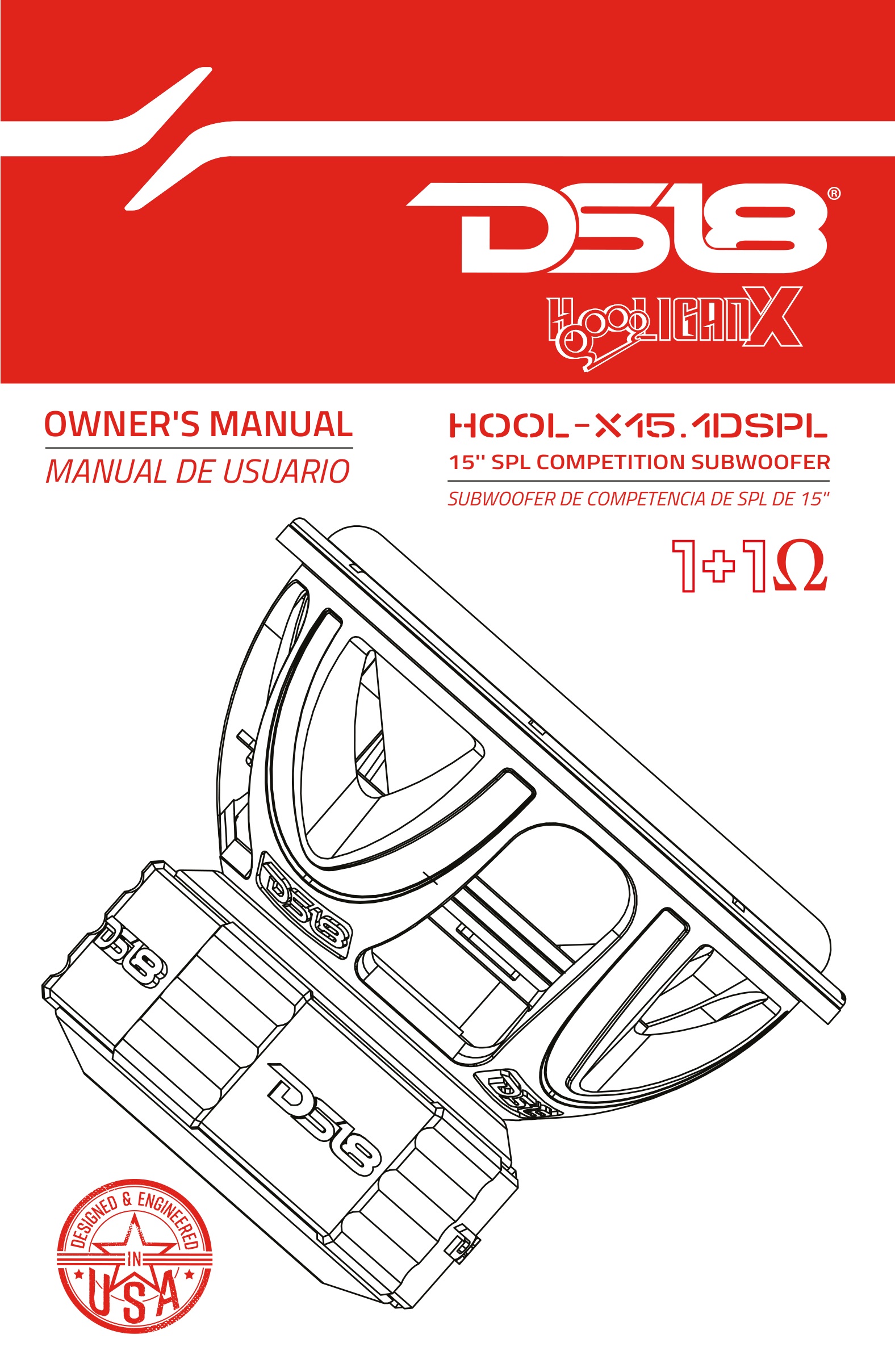 DS18 HOOL-X15.1DSPL 15 Inch SPL Competition Subwoofer Owner's Manual