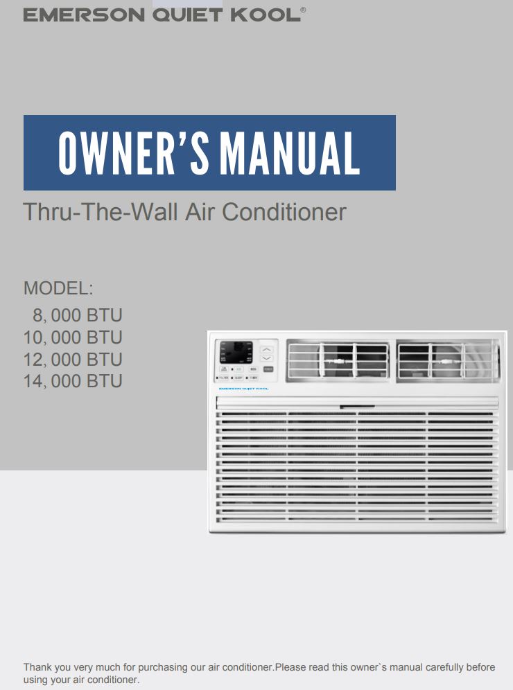 EMERSON 14000 BTU Thru-The-Wall Air Conditioner Owner's Manual