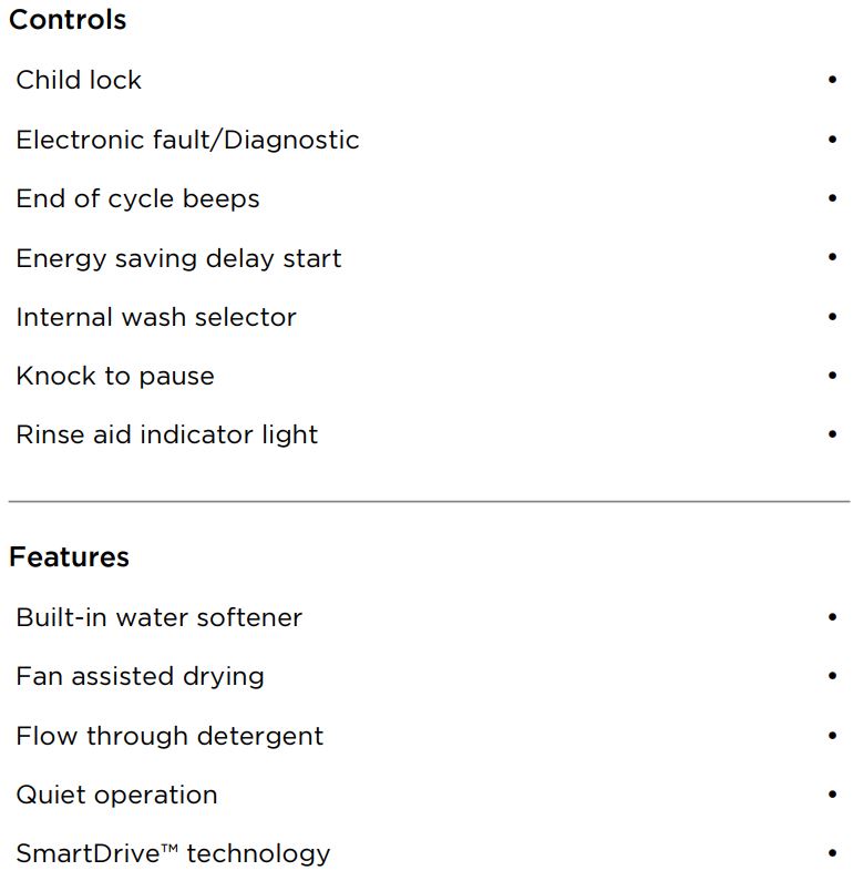 FISHER PAYKEL DD24DHTI9 N Sanitize Integrated Double DishDrawer Dishwasher User Guide - SPECIFICATIONS