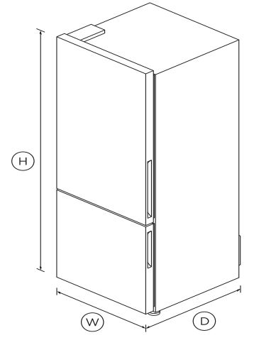 FISHER PAYKEL RF402BLPX7 Freestanding Refrigerator Freezer, 63.5cm, 380L User Guide - DIMENSIONS