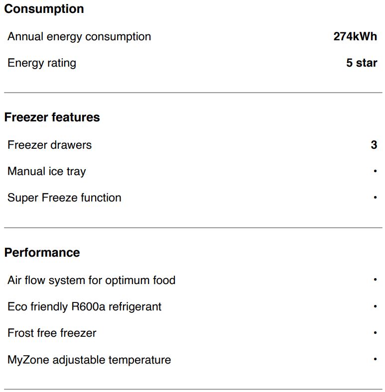 Haier HRF450BS2 Refrigerator Freezer 70cm 419L Bottom Freezer User Guide - SPECIFICATIONS