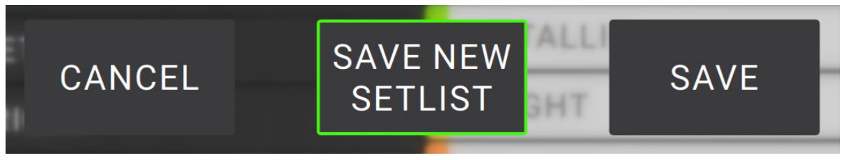 Head Rush MX5 User Manual - To save a setlist, tap Save in the upper-right corner.