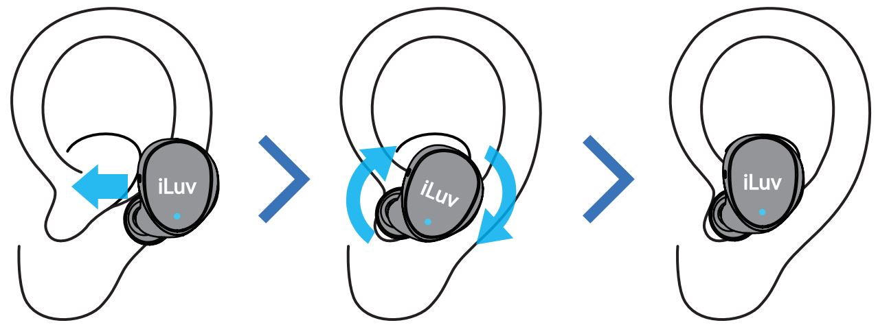 ILuv Bubble Gum True Wireless Air Stereo Earbuds User Manual Each earbud is marked with L for the left and R for the right ear