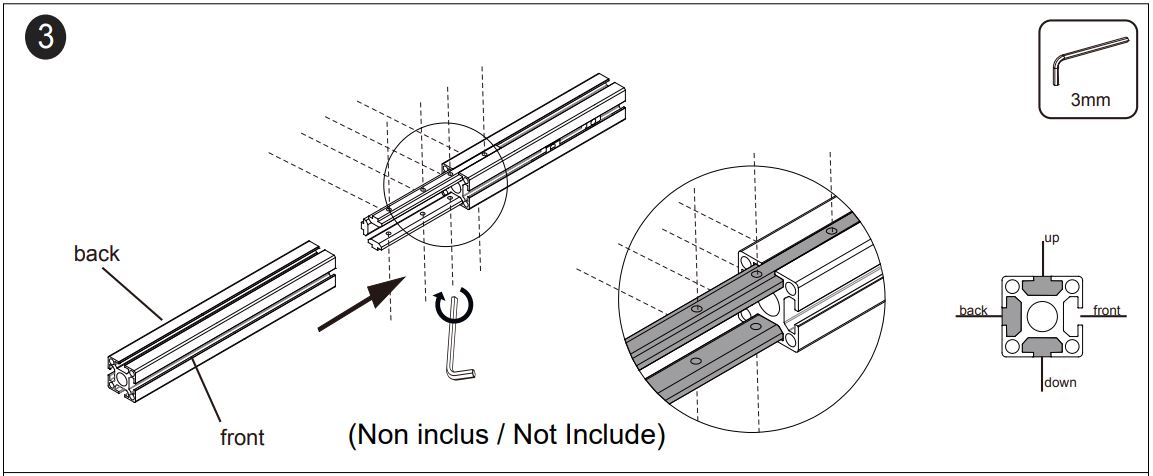 Kimex 031-1030 150cm Aluminium Rail - figure 3