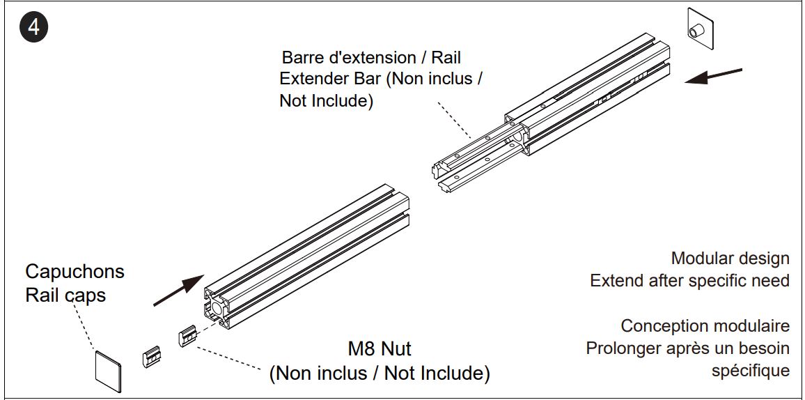 Kimex 031-1030 150cm Aluminium Rail - figure 4