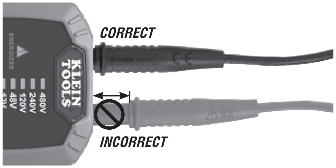 Klein Tooles Advanced Circuit Tracer Kit ET450 User Manual - CONNECTING TEST LEADS
