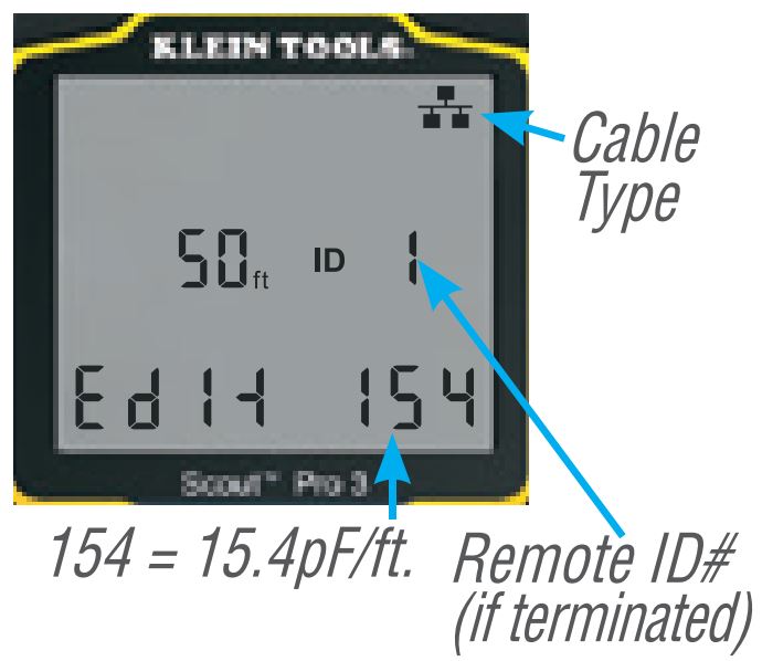 Klein Tools Scout Pro 3 Tester with Locator Remote Kit VDV501-852 and VDV50-1853 User Manual - DISPLAYING-EDITING LENGTH CONSTANT