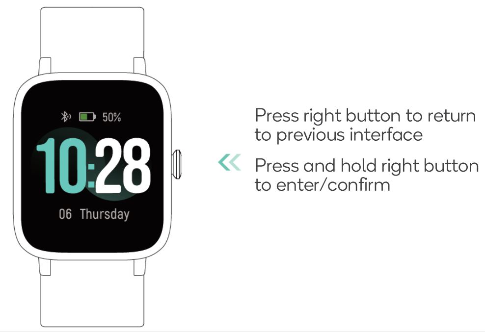 Kogan Active +Lite Smart Watch User Manual - Button operation