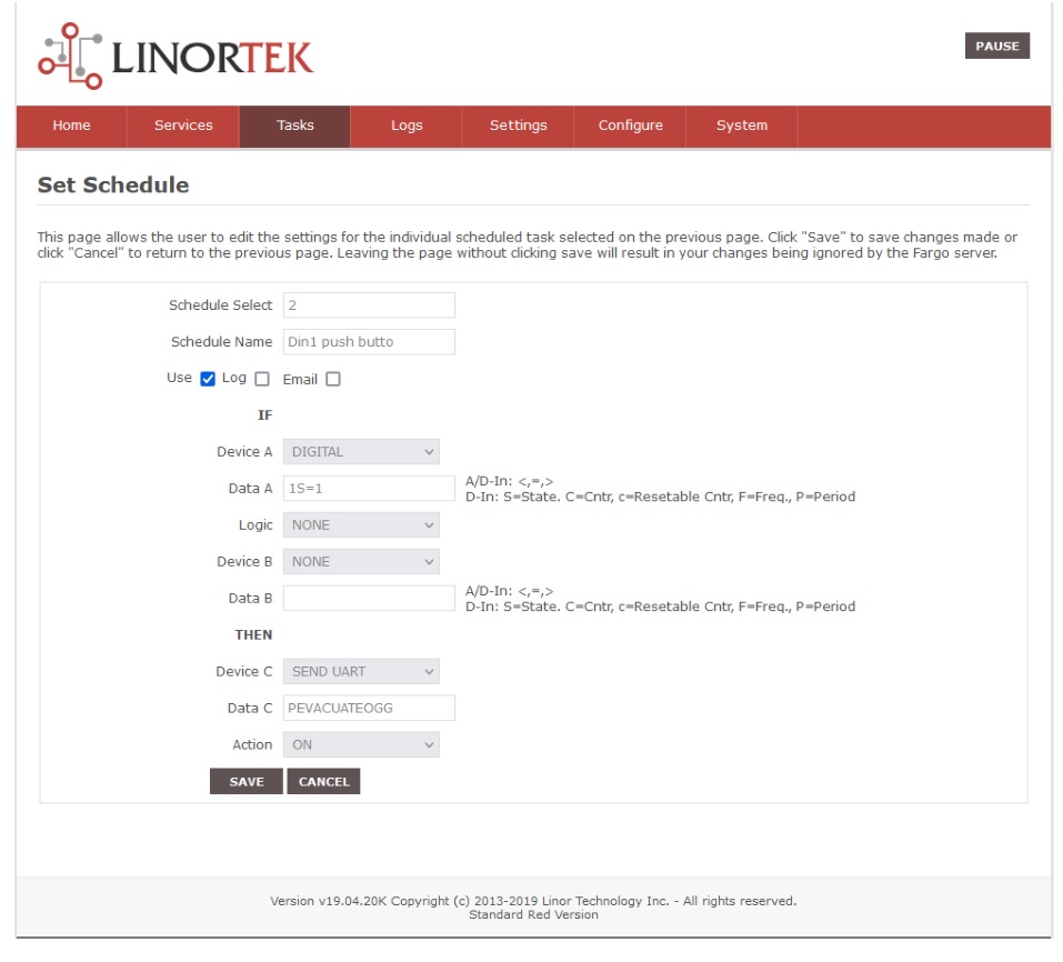 LINORTEK Netbell-NTG Networked Tone or Message Generator or Controller - Setting Task for Digital Input