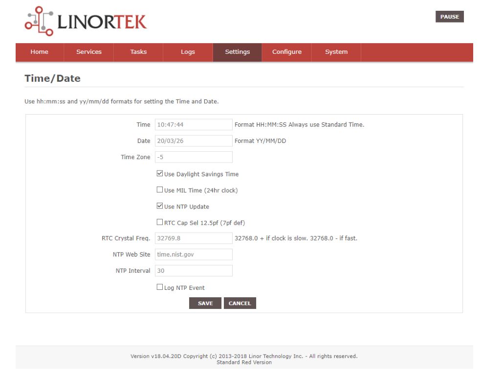 LINORTEK Netbell-NTG Networked Tone or Message Generator or Controller - Setting Time and Date