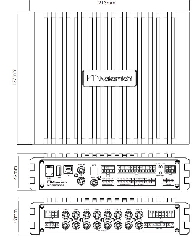 Nakamichi NDSR660A Digital Signal Processor User Manual - Product Dimensions