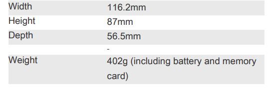 OLYMPUS STYLUS 1s Compact Digital Camera - Dimensions