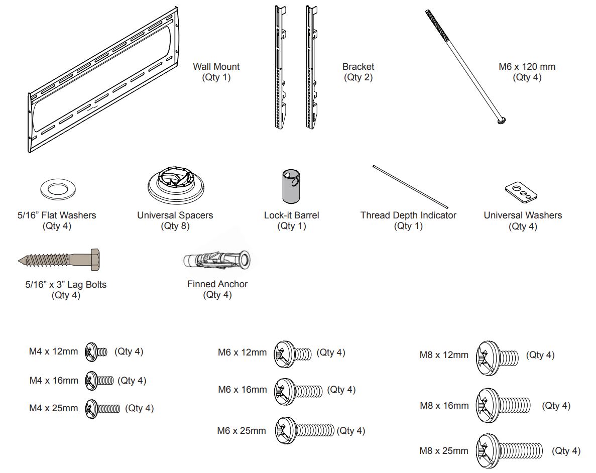 PREMIER MOUNTS P4263F Low Profile Mount for Flat Panels Installation Guide - Included Components