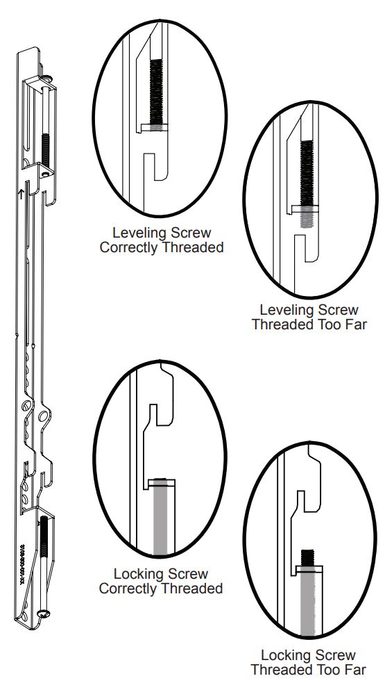 PREMIER MOUNTS P4263F Low Profile Mount for Flat Panels Installation Guide - Locking and Leveling Screw Installation