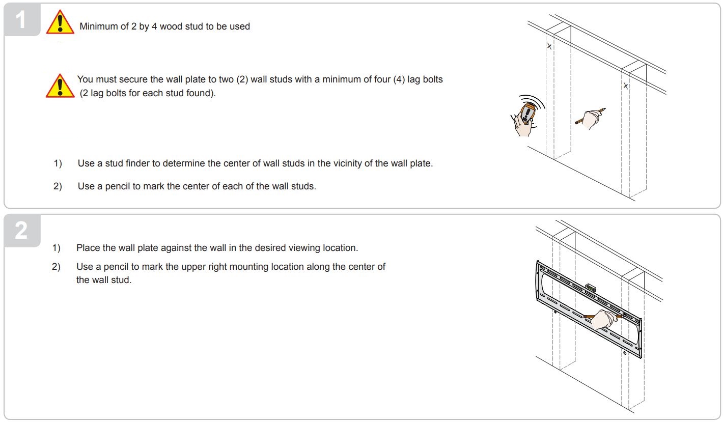PREMIER MOUNTS P4263F Low Profile Mount for Flat Panels Installation Guide - Wood Stud Installation