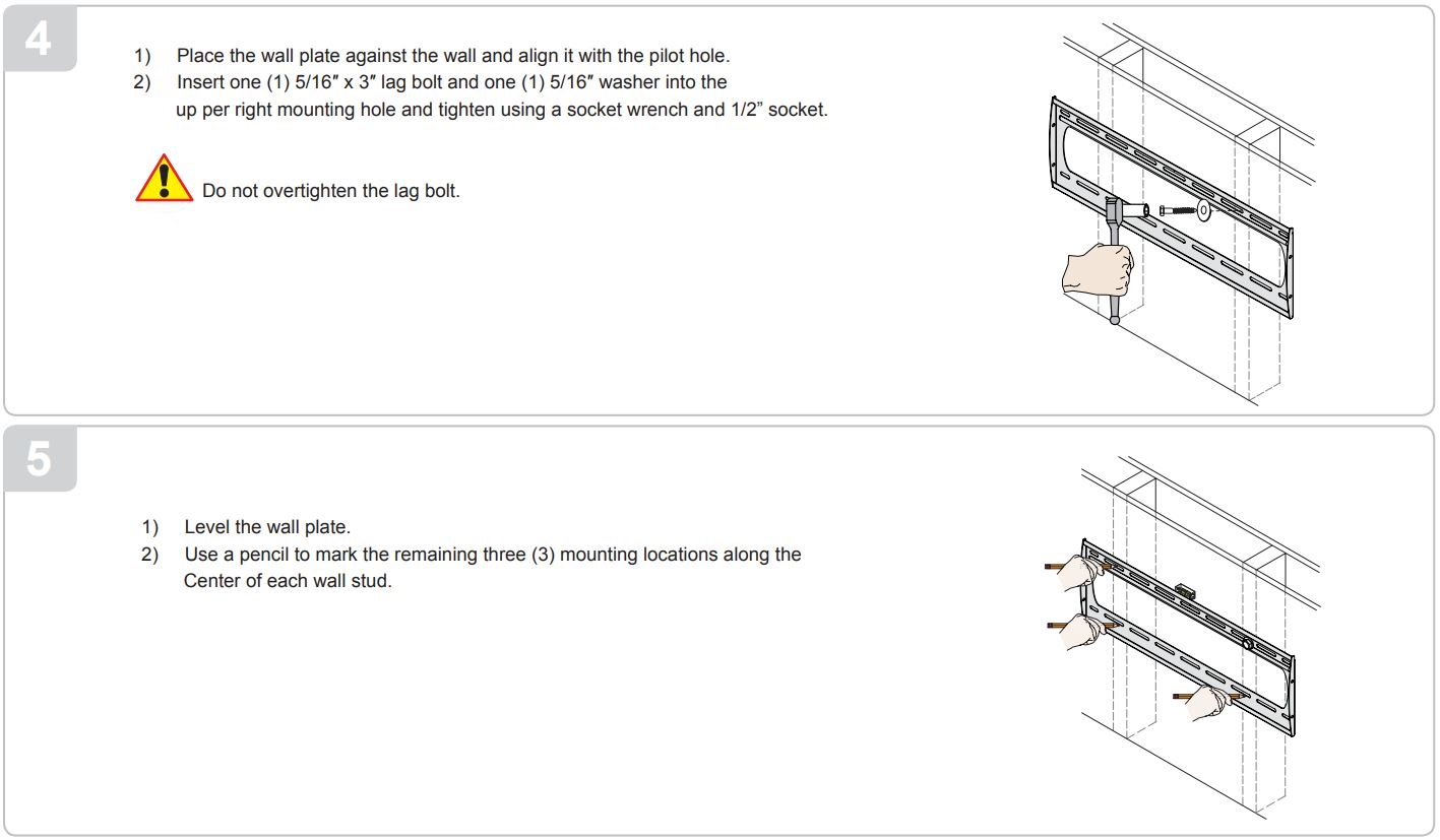 PREMIER MOUNTS P4263F Low Profile Mount for Flat Panels Installation Guide - Wood Stud Installation