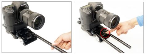 PROAIM P-SBP-01 VCT Universal Shoulder Base Plate - Insert the 200mm long female rods