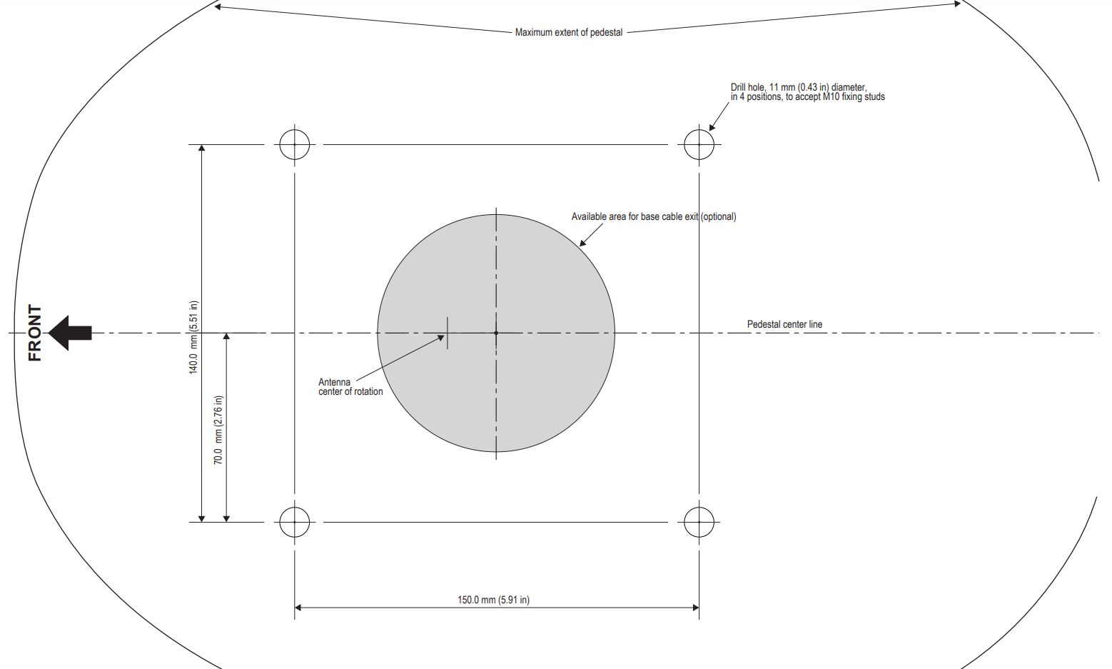 Raymarine 705-T70414 6ft Magnum Radar Open Array Instruction Manual - Magnum Open Array Radar Pedestal Mounting Template