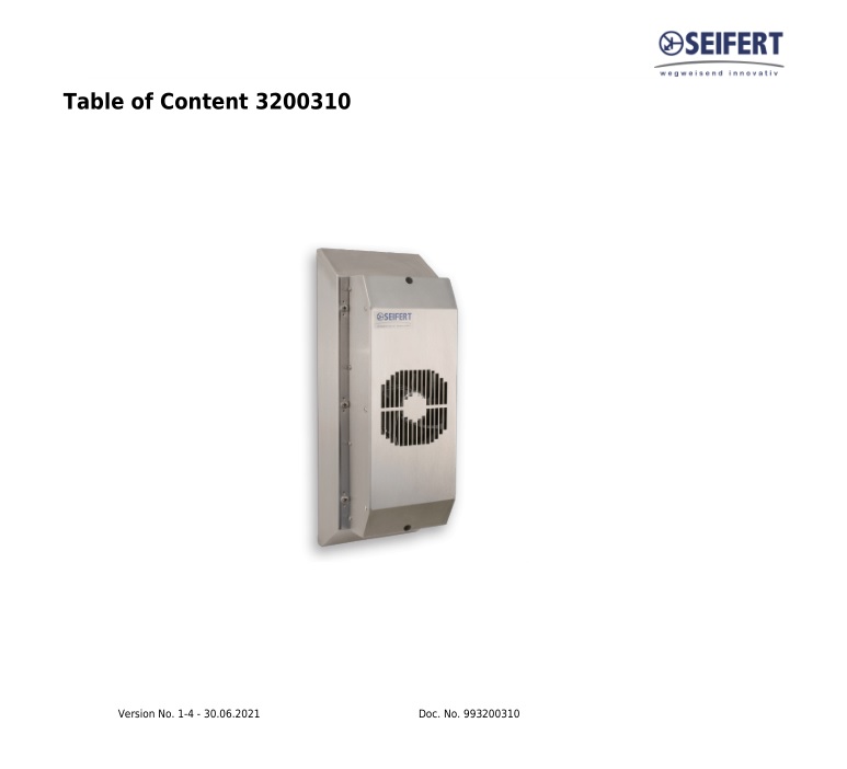 SEIFERT 3200310 48V 850 BTU Peltier Control Cabinet Thermoelectric Cooler User Manual