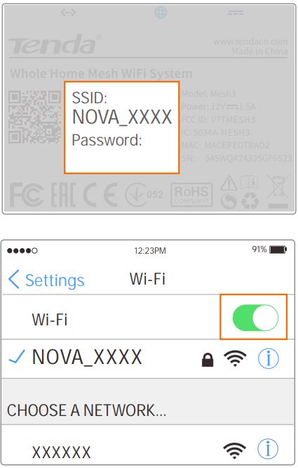 Tenda MW6V1.0-TDE01 Whole Home Mesh WiFi System Installation Guide - Connect the mobile device to the nova unit