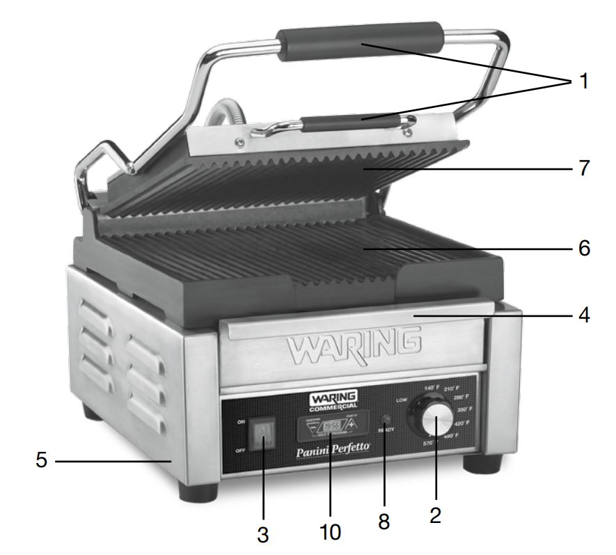 WARING COMMERCIAL WPG300T Panini or Toasting Grills Owner's Manual - Parts