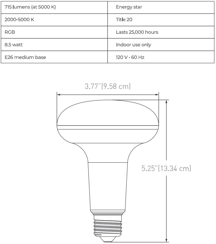 globe electric 50035 Smart Bulb Instruction Manual - Specifications