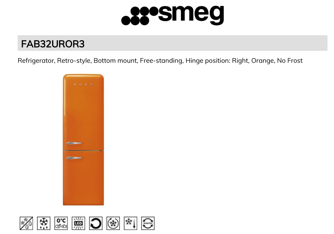 smeg FAB32UROR3 Refrigerator User Manual