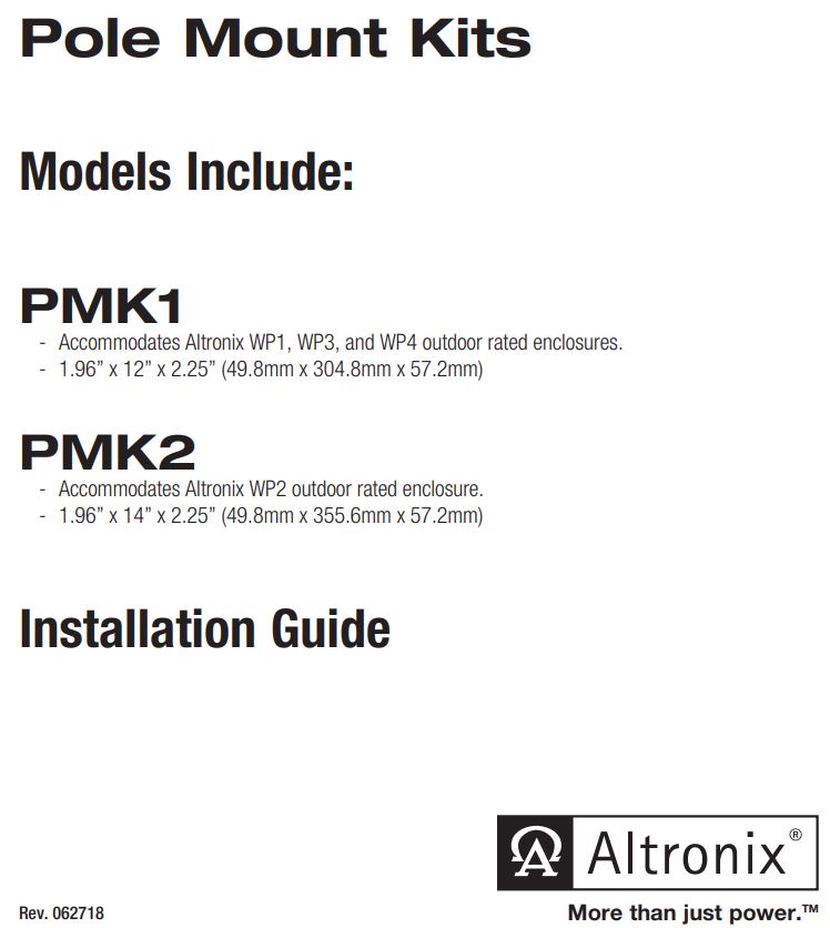 Altronix PMK1 Pole Mount Kits Installation Guide