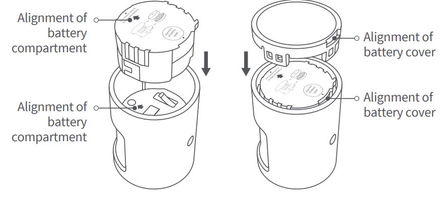 Aqara Motion Sensor P1 User Guide - Align to and install the battery compartment