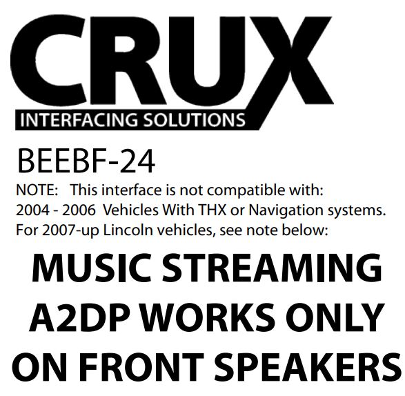 BEEBF-24 Bluetooth® for Ford, Lincoln & Mercury Vehicles User Manual - BEEBF-24 Bluetooth® for Ford, Lincoln & Mercury Vehicles