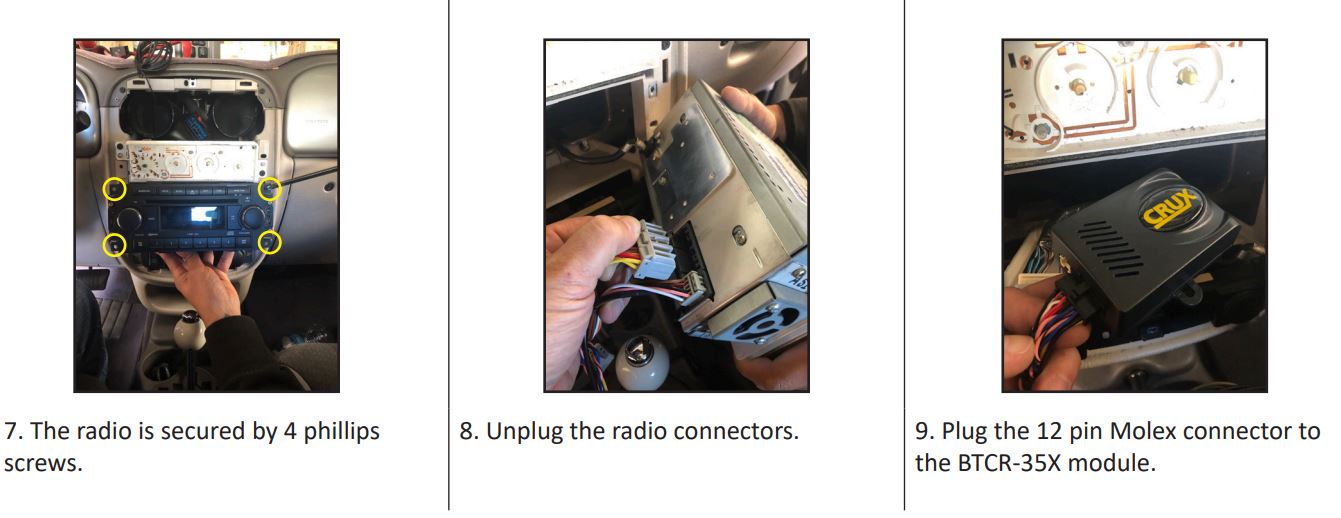 BTCR-35X Bluetooth Handsfree or Four Channel Audio Streaming or Auxiliary Input for Select Chrysler, Dodge and Jeep Vehicles User Manual - INSTALLATION INSTRUCTIONS
