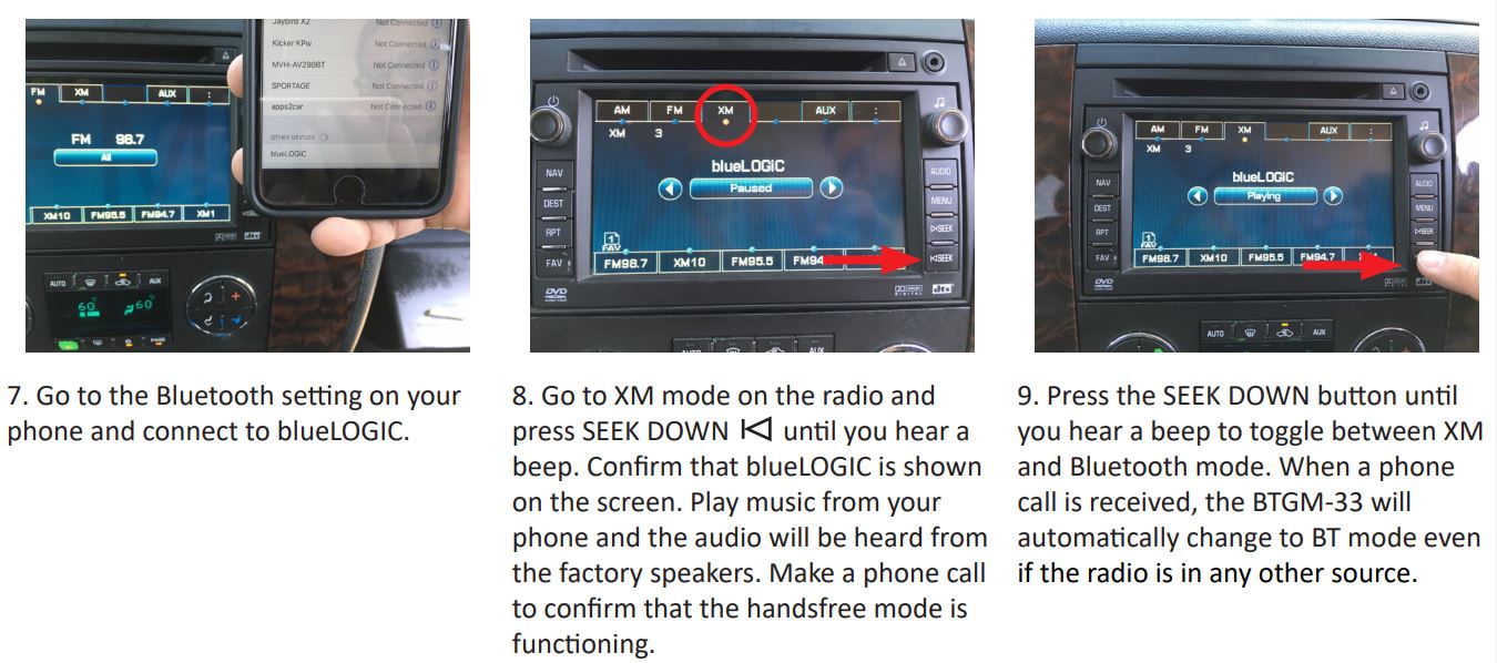 BTGM-33 Bluetooth® Handsfree + 4 Channel Audio Streaming for GM LAN 29 BIT Vehicles User Manual - INSTALLATION INSTRUCTIONS