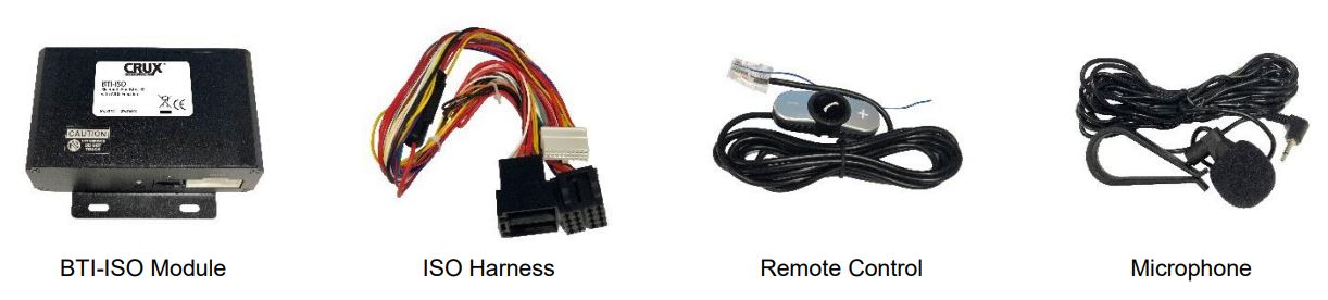 BTI-ISO Bluetooth® Handsfree Kit with A2DP Function User Manual - Parts Included